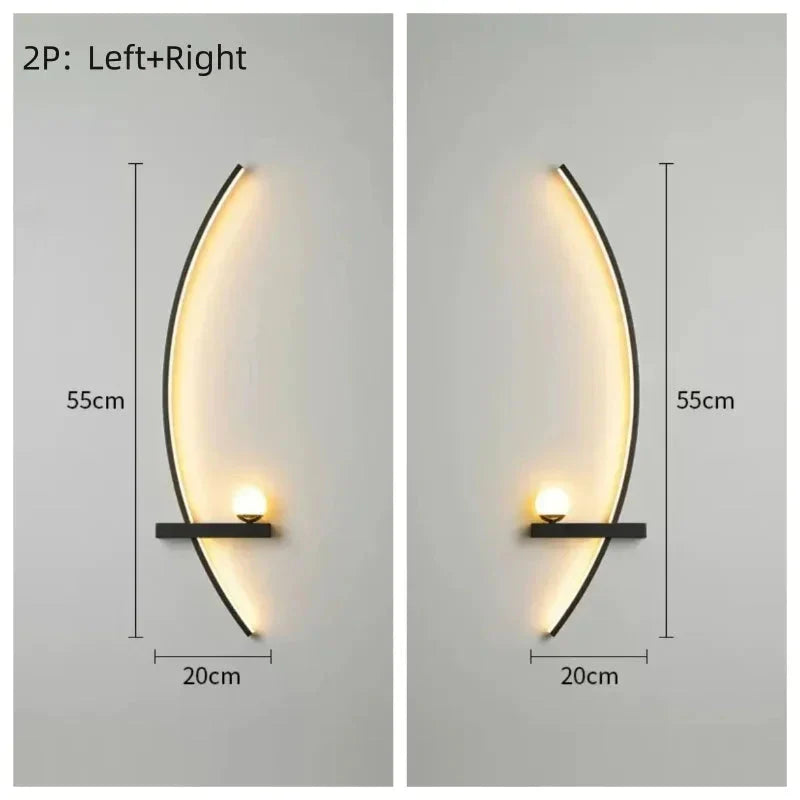 Modern LED Wall Lamp β Minimalist Art Design for Bedroom, Living Room, and Bathroom, Gold/Black